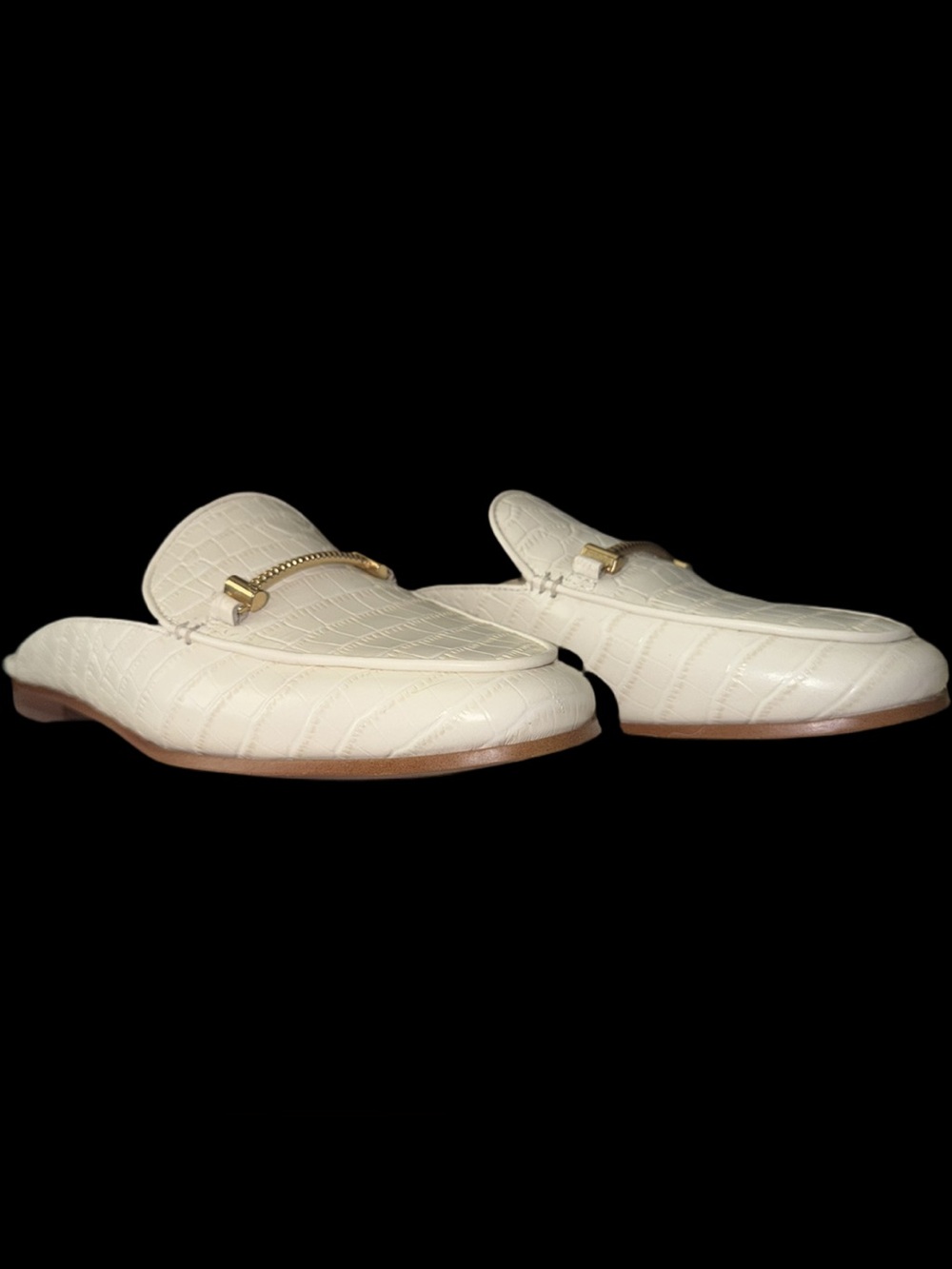 Sam Edelman Laurna White Crocodile Embossed Finish Mules Women’s Size 5.5 NWT - Picture 2 of 10